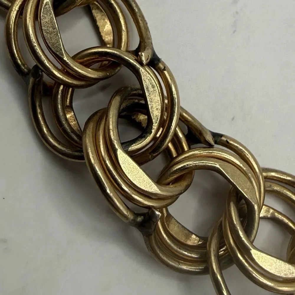 Vintage Estate 12k Gold Filled Double Link Charm Bracelet School 1950s 1960s 22g